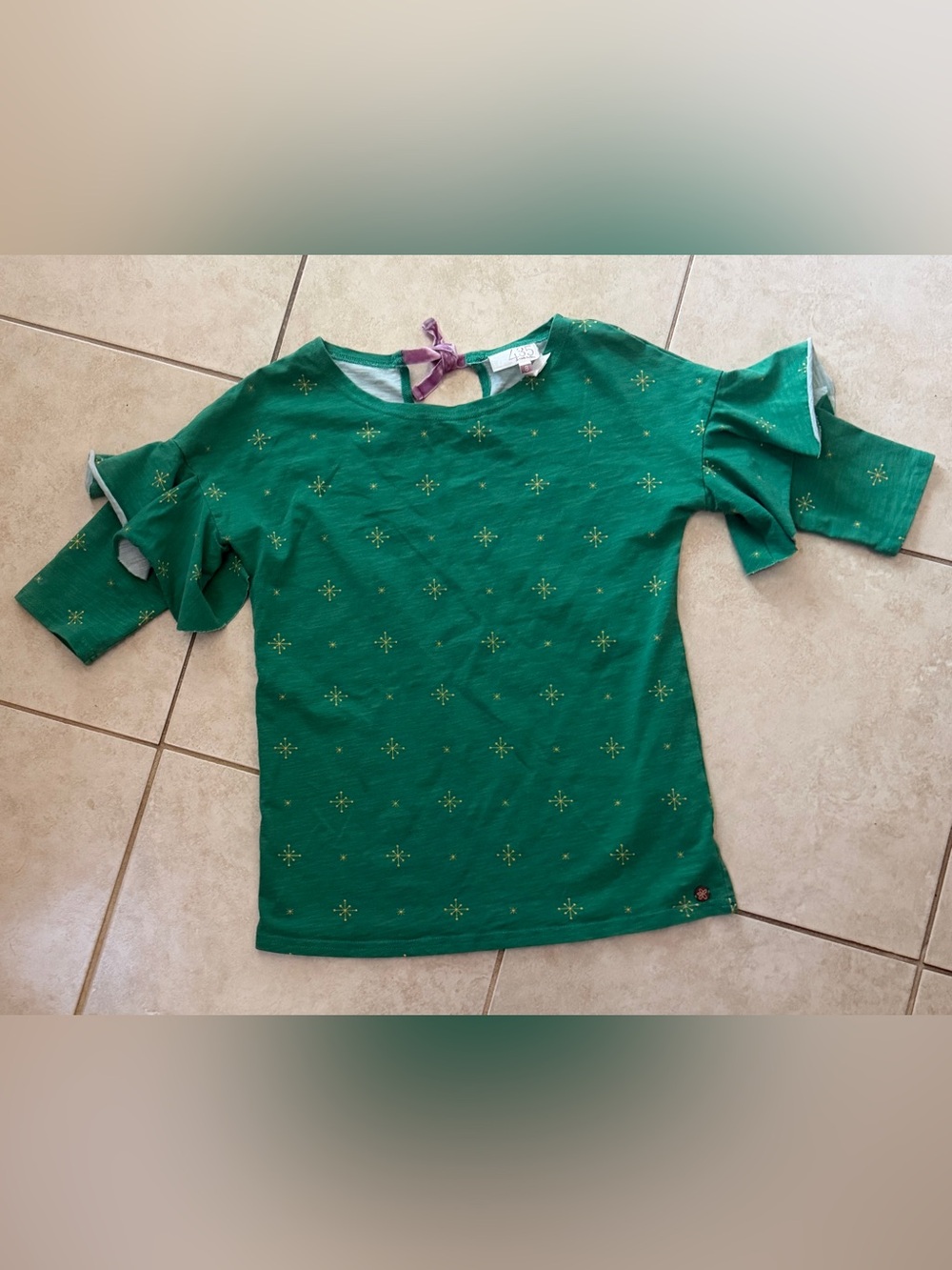 Matilda Jane Green Short Sleeve Top with Gold Star Motif